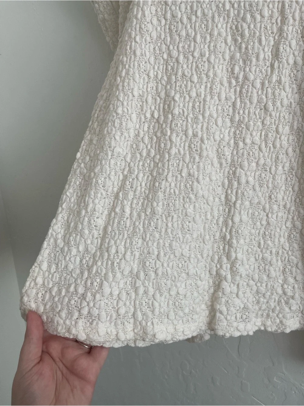 Loft Lace Pleated Puff Sleeve Top Dainty Cream Long Sleeve Blouse Womens Medium